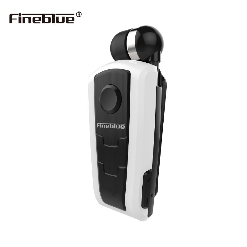 FineBlue F910 Bluetooth Headset - Clip-on, Vibration Alarm, Retractable Cord, Hands-Free Calling