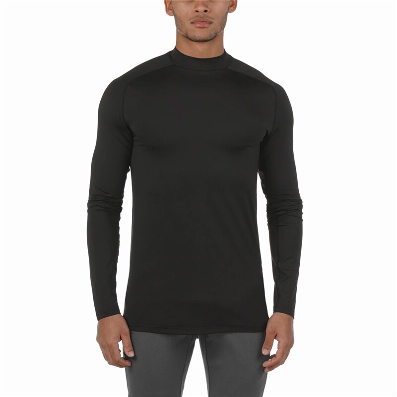 Lauf T-Shirt Männer Rollkragen Kompression Shirt trainieren Fitness Spitzen Herbst Bodybuilding Kleidung Fitnessstudio Langarm T Hemden