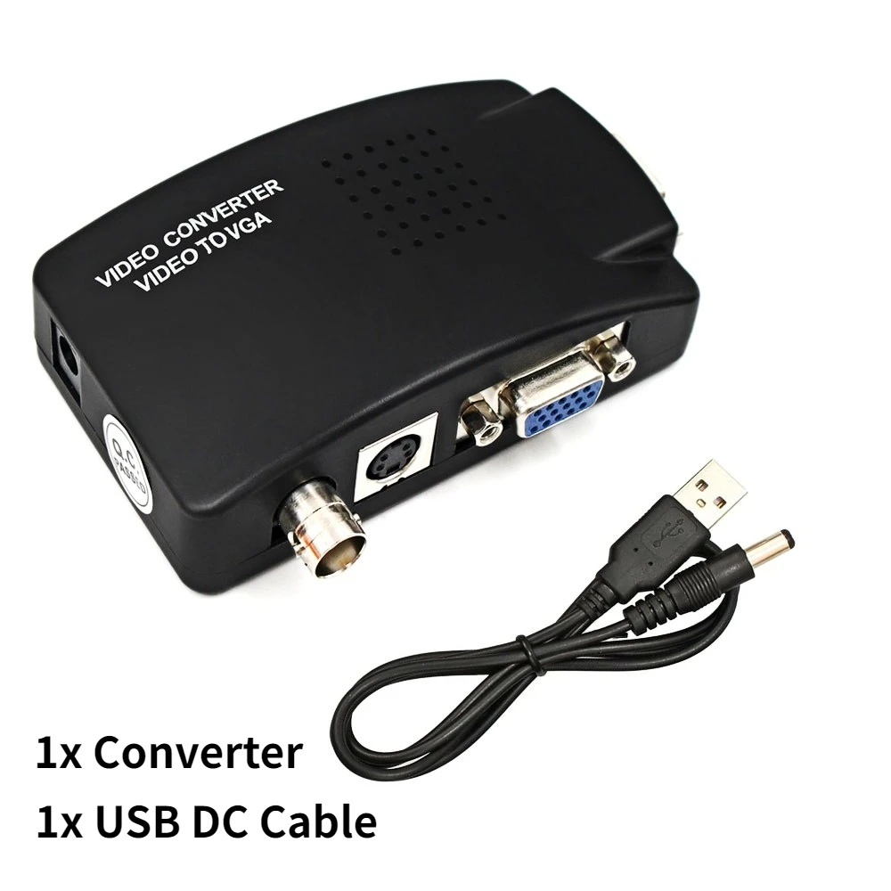Bnc vga composto s-video para vga conversor de vídeo adaptador de saída vga caixa de interruptor digital para pc mac tv câmera dvd dvr