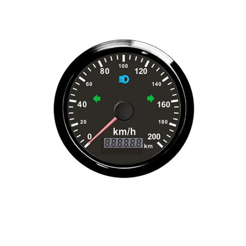 200 Km/h Gps Snelheidsmeter Gauge Met Links/Rechts Indicatie Licht & Gps Antenne Sensor Voor Boot Auto Snelheidsmeter Gauge: Black