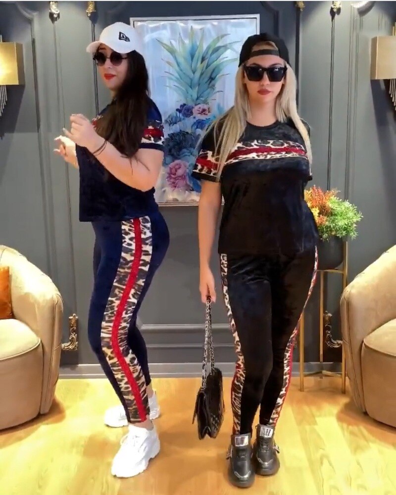 Dashiki African Spring Summer Velvet Two Piece Sets Women Tops And Pants Matching Set Leopard Print Tracksuit Women Sets