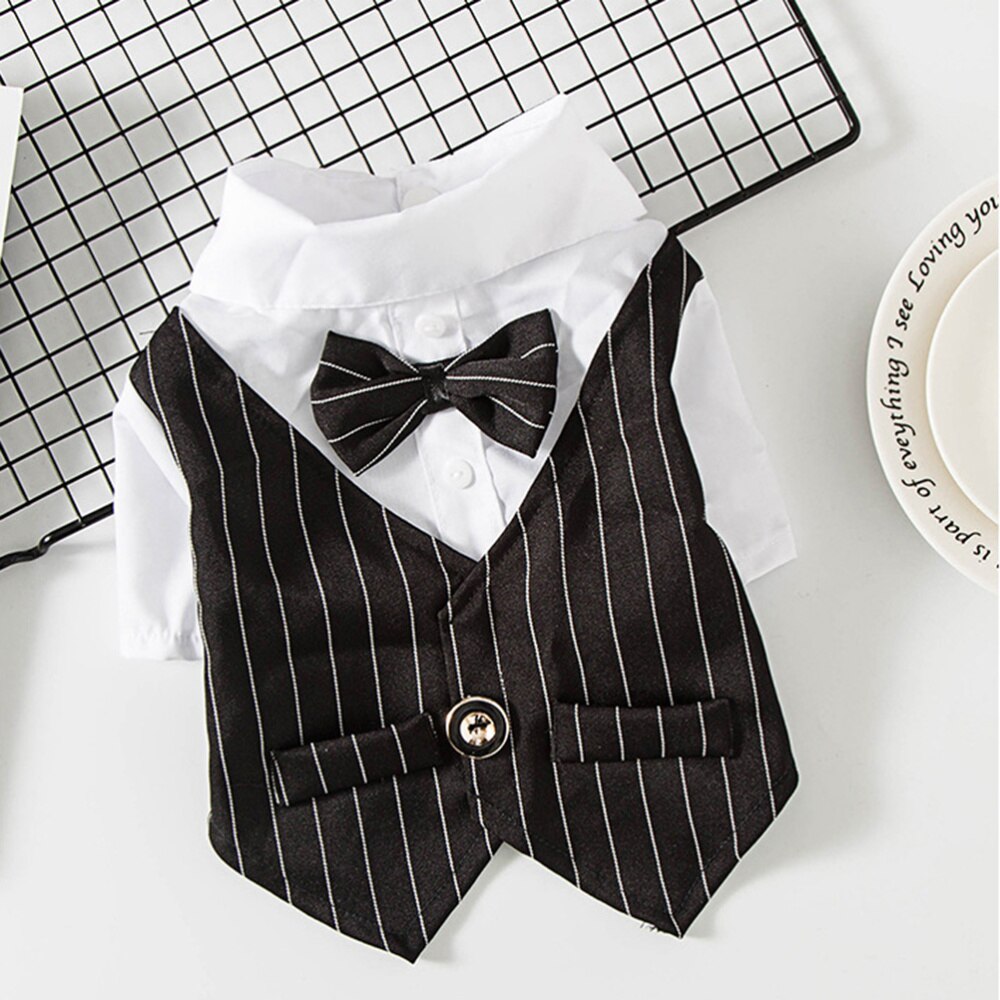 Overhemd bruiloft feest pak lente zomer jas schattige kleding voor hond huisdier kat (marine maat xs)