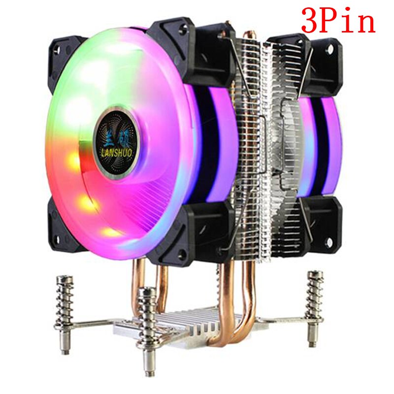 CPU Kühler RGB CPU Kühler Extrem Leise Kühler Fan für LGA X79 X99 X299 (3Pin 4Pin Einzigen Dual fan) computer Lüfter: 3Pin Dual Fan B