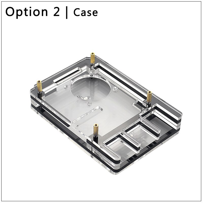 6 Layer Acryl Case Voor Raspberry Pi 4 Transparante Shell Behuizing Ondersteuning Blue Led Koelventilator Koeler Voor Raspberry Pi 4 Model B: Option 2