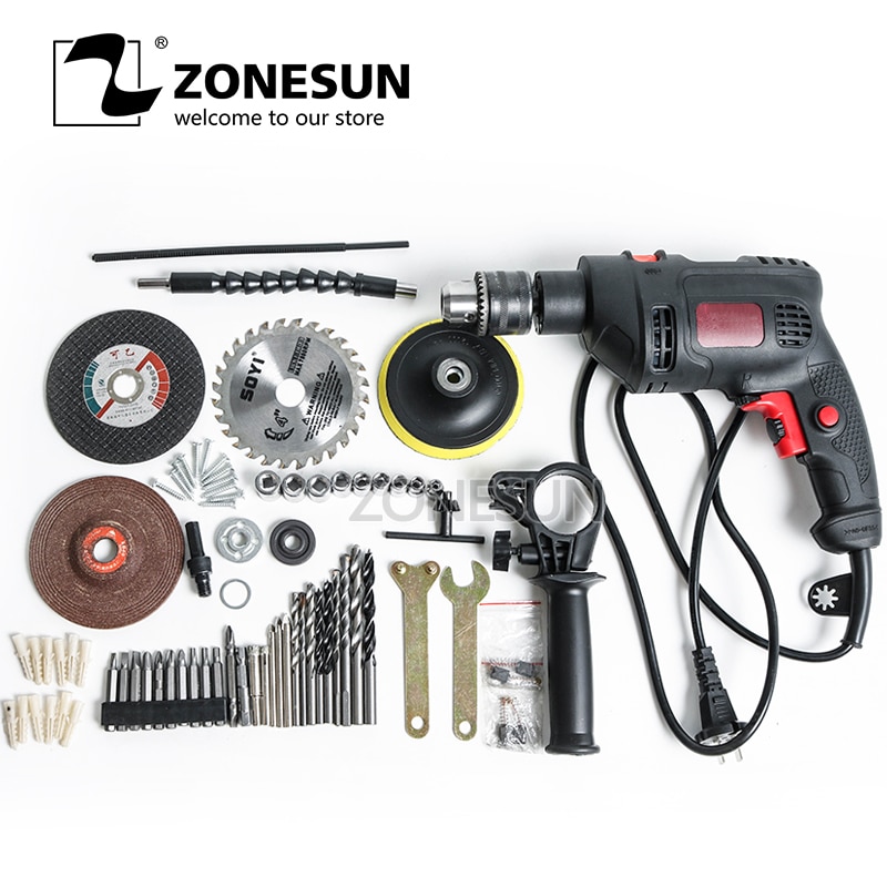 ZONESUN Rotary drill Electric Screwdriver portable reversible power tools automatic woodworking steel, Aluminum drilling machine