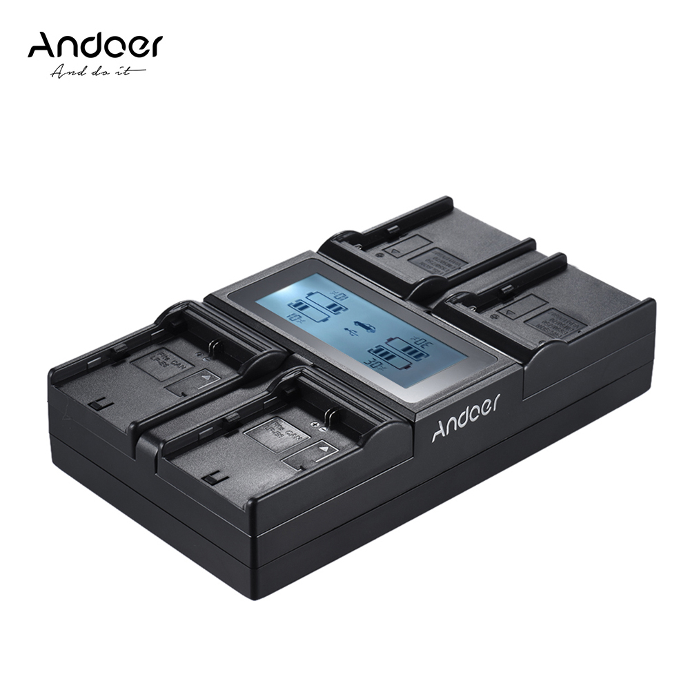 Andoer LP-E6 LP-E6N NP-F970 4-Kanal Digital Kamera Batterie Ladegerät LCD für Kanon 6D 7DII 80D 5D Serie Sony NP-F550 F750 etc