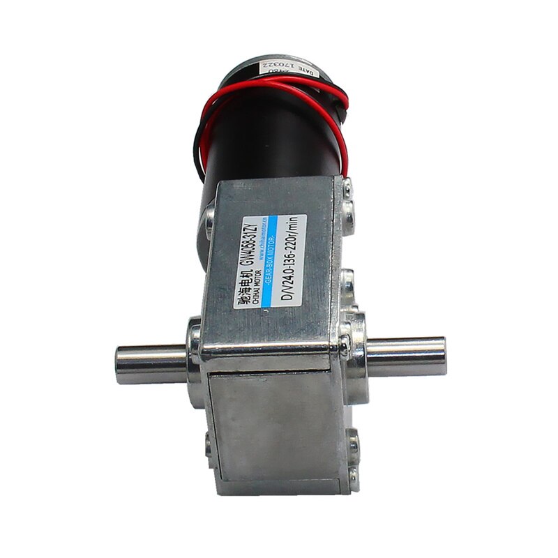 DC 12V 24V Worm Gear Motor Double Shaft 5-470RPM High Torque Maximum 70KG Self Locking Adjustable Speed Forward Reverse Motor