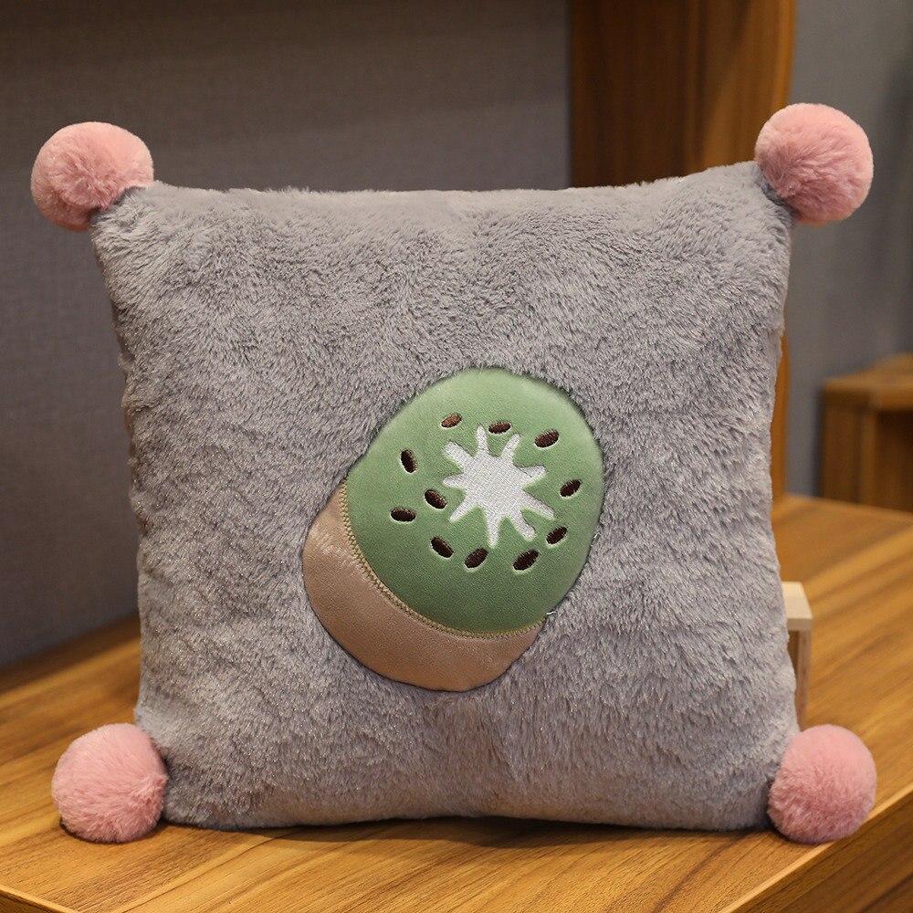 Adorable oreiller en peluche en forme de fruit, carotte, légume, couverture douce 3 in en 1 , kawaii, chaud pour les filles, amoureux, zhz: Oreiller kiwi