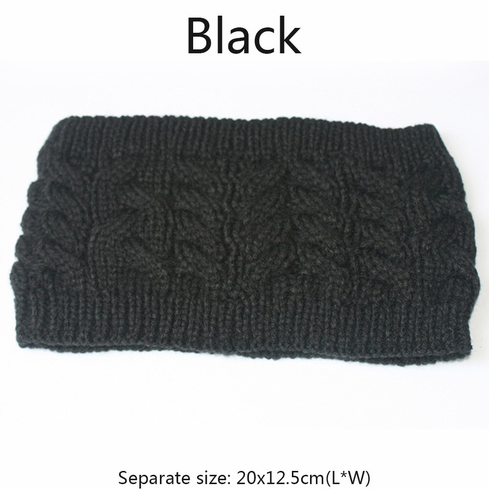 Vrouwen Gebreide Hoofdband Winter Warmer Hoofd Wrap Haarband voor Dames acryl Gehaakte Mode Haarband hoofd wrap Accessoires: Black