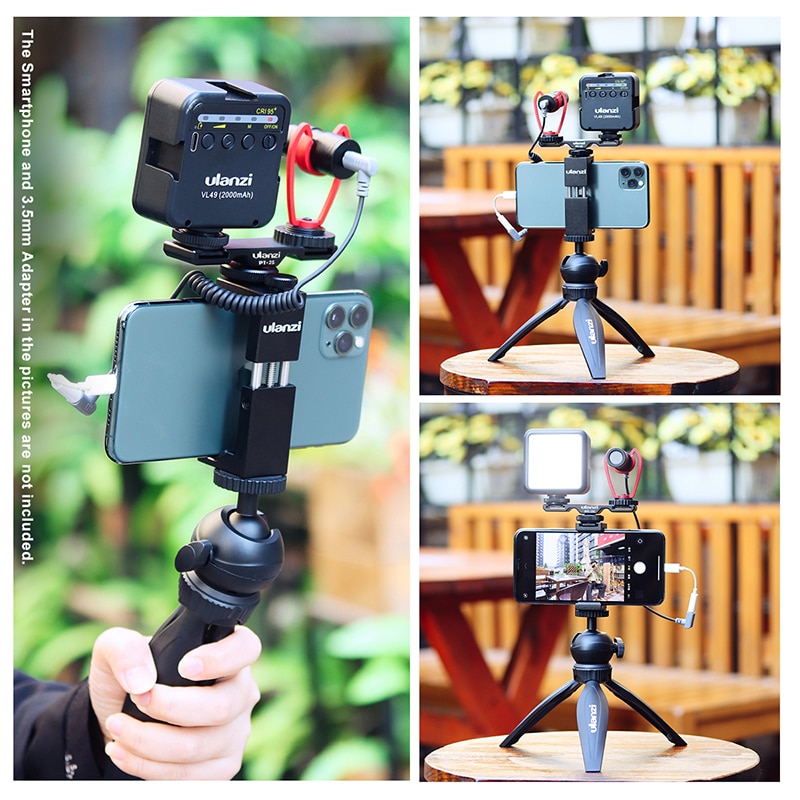 Ulanzi PT-2S Dual Shoe Mount Adapter Microphone Extension Bar for Boya BY-MM1 ULANZI VL49 LED Video Light Gimbal Accessories