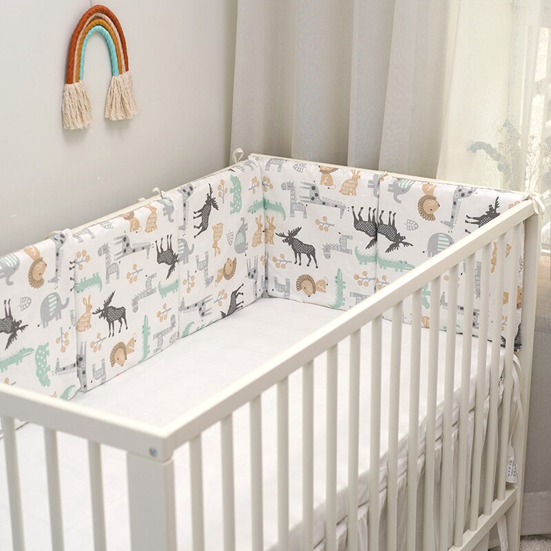6 Stk/set Wieg Bescherming Pad Vierkante Bed Omliggende Wieg Decoratie Gedrukt Kussen Bed Omtrek Bumper Baby Wieg Beddengoed Set: 5