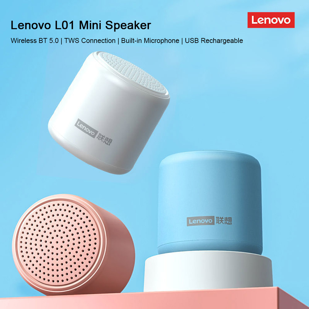 Originele Lenovo L01 Bluetooth Speaker Draagbare Outdoor Luidspreker Draadloze Mini Column 3D Stereo Muziek Surround Bass Box Mic