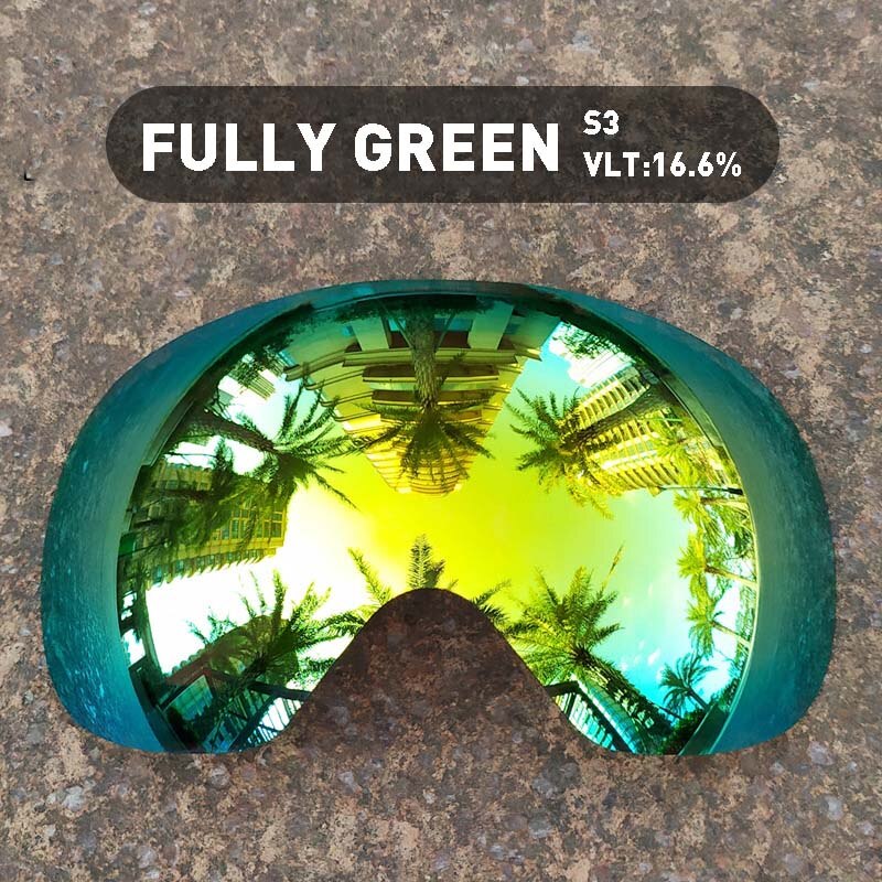 (Lens Only)Ski Goggles Lens For Anti-fog UV400 Big Spherical Ski Glasses Snow Goggles Eyewear Lenses Replacement: FG