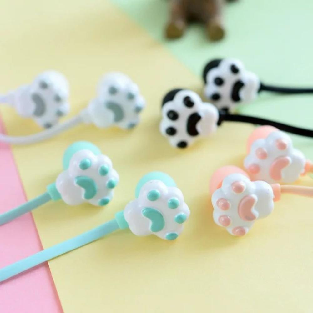 Cute Cat Claw Earphones 3.5mm Stereo in-ear Earbuds with Microphone for iPhone Samsung Xiaomi Girls Kids Child Student