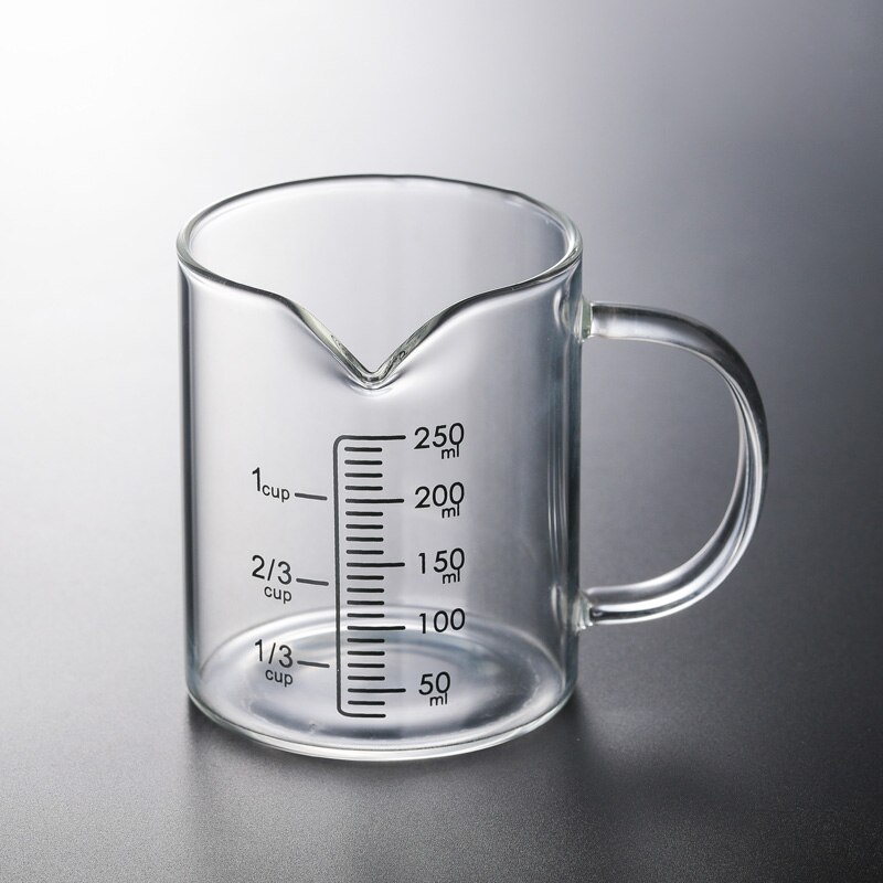 250ml-500ml Glass Transparent Measuring Cup Cooking Tools Container Measuring Cup Measuring Liquid Bakeware Kitchen Accessories: 250ML