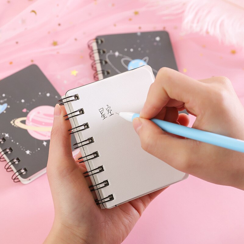 Mini Planet Loose-leaf Hand Book Notebook Diary blank Notebooks Diaries Kawaii Student Notepad Stationery Office School Supplies