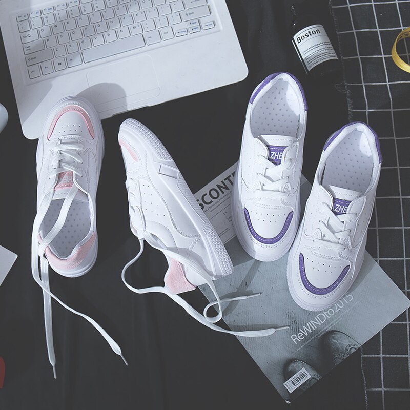 Goedkope damestennisschoenen, ademende wandelschoenen, sportschoenen van het merk dames, witte sportschoenen met platte zolen.