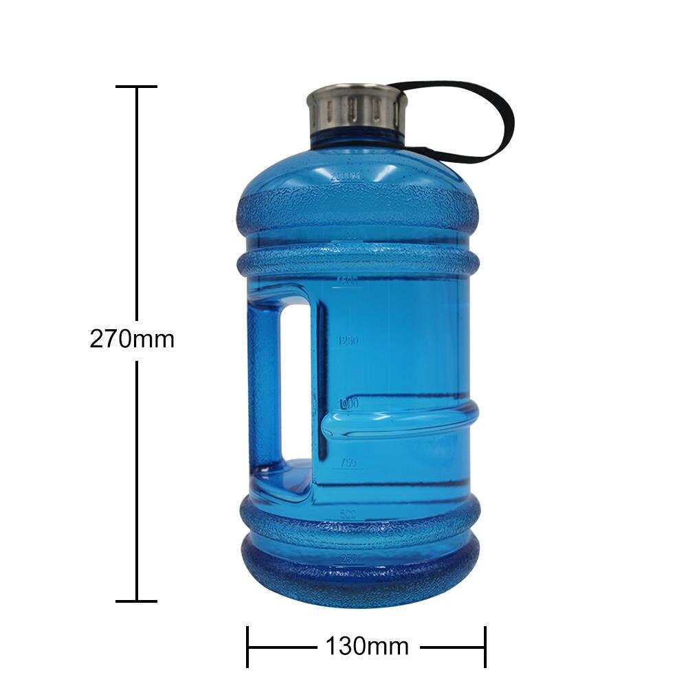 Slitstarka sportflaskor delikat 2.2l vattenflaskor petg bpa gratis handtag vattenkokare dricka flaska för gym fitness: Himmelsblå
