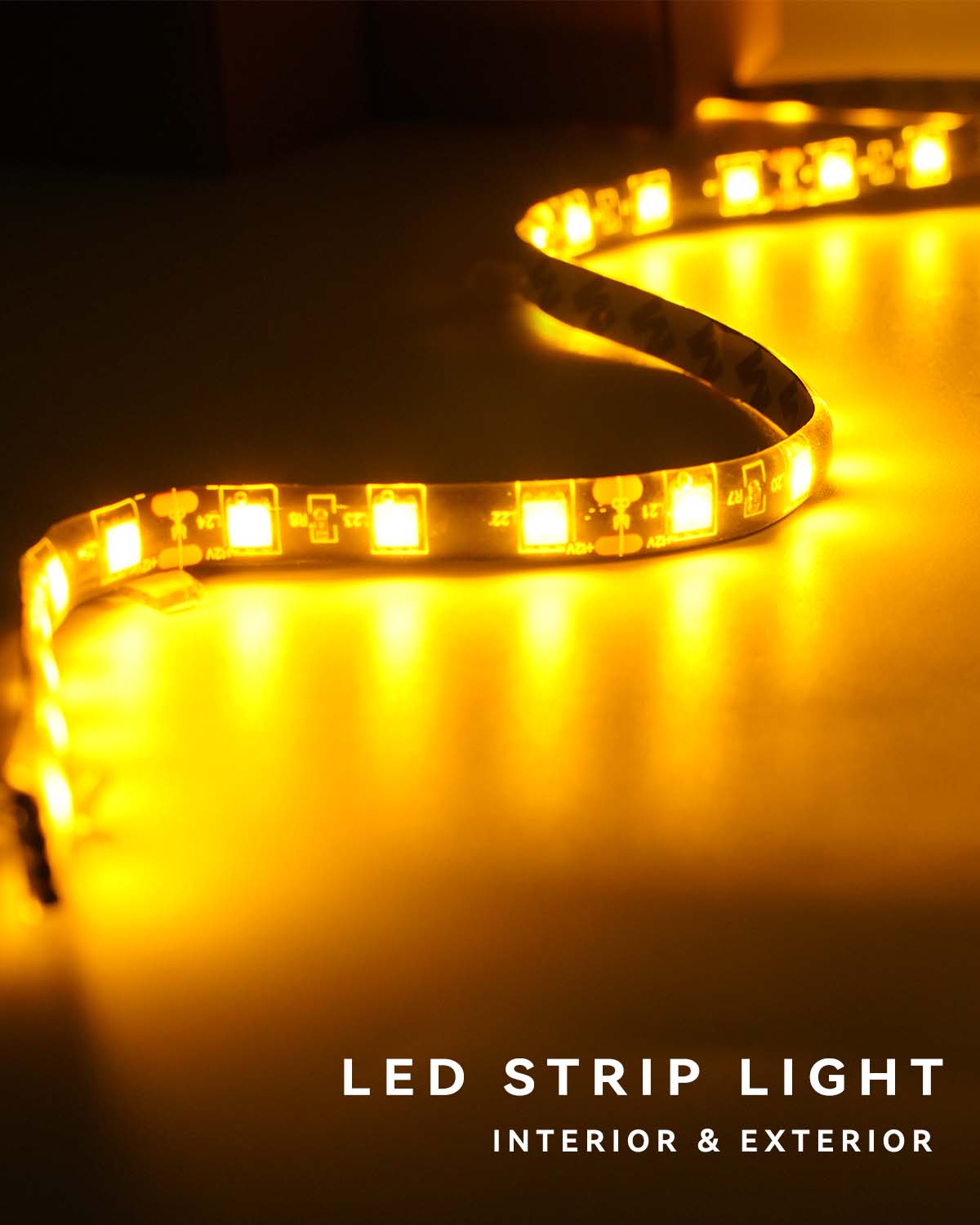 2 Stuks 60Cm 24Inch Led Strip Licht 5050LED 36SMD Voor Richtingaanwijzer Drl Rijden Licht Auto Motor Boot rv Trailer Decoratieve Licht: YELLOW
