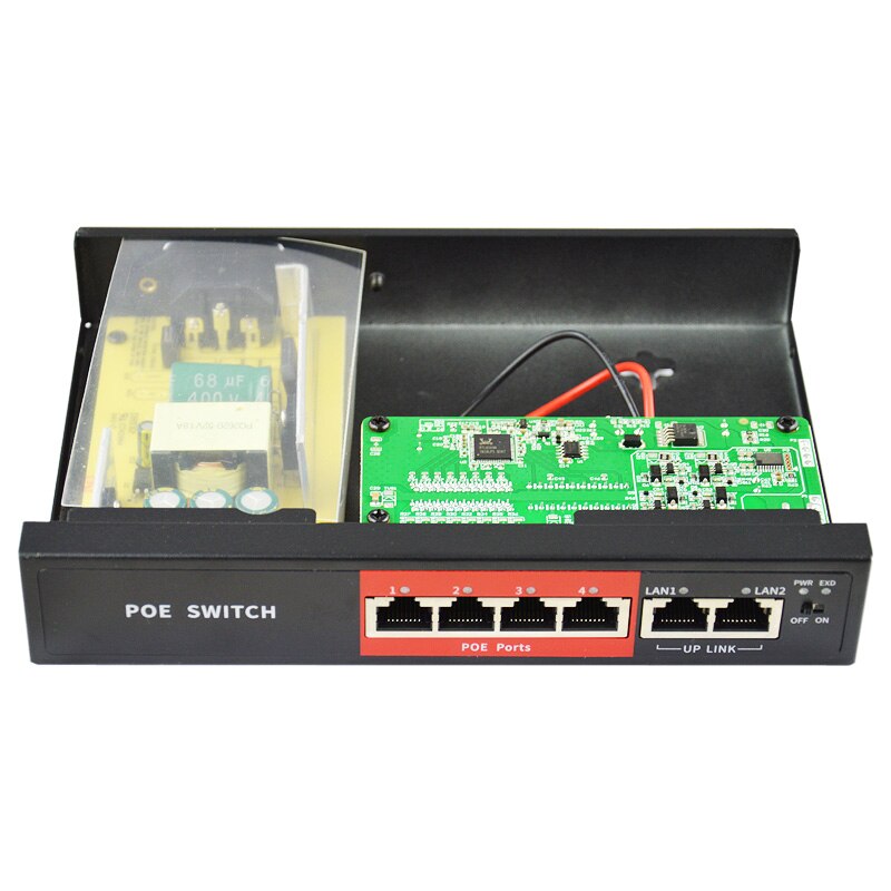 4 + 2 Ports 48V interrupteur Ethernet pour caméra IP 1236 alimentation 4CH commutateur POE IEEE802.3af/à injecteur PoE
