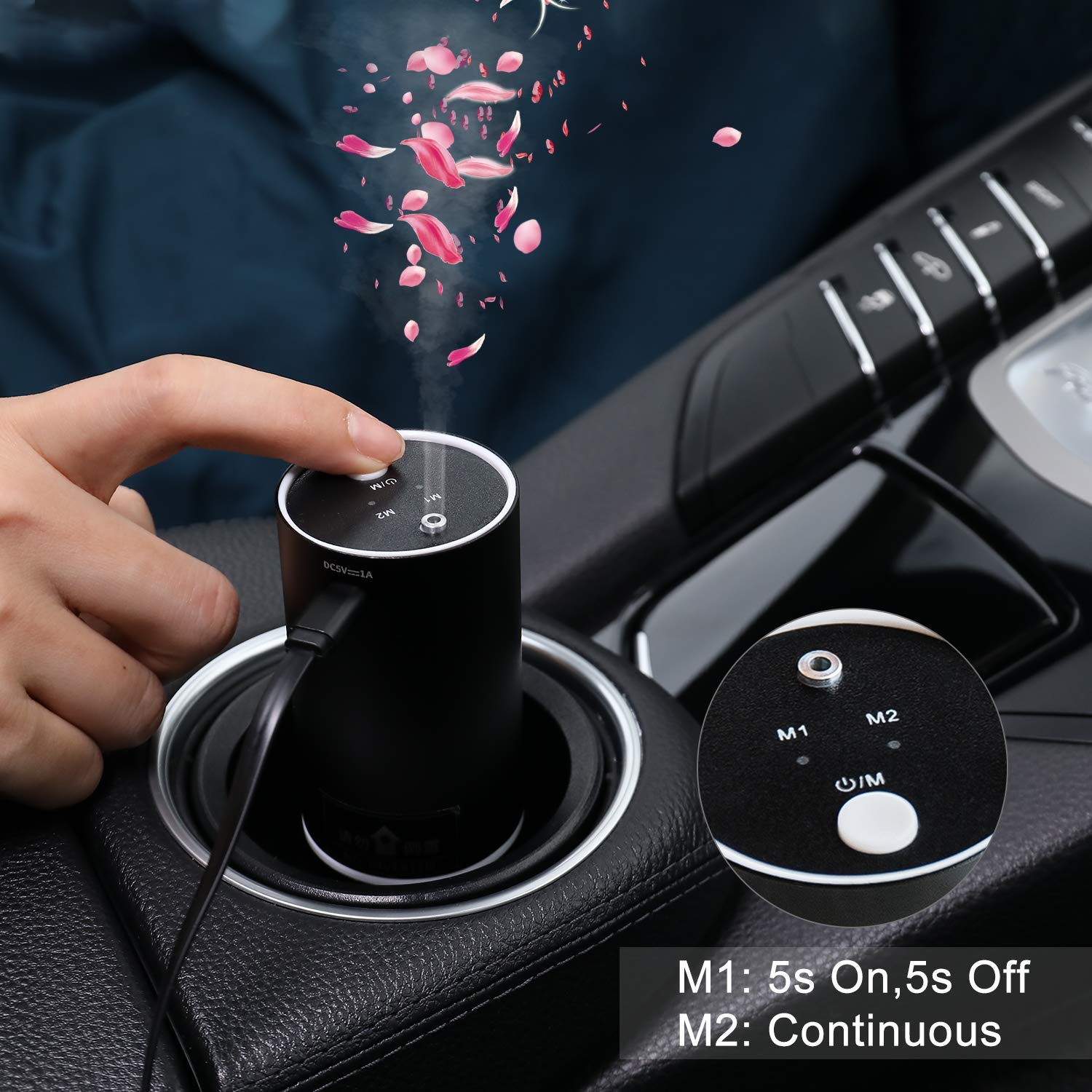 Waterless Oil Nebulizer Diffuser Air Purifier Mini Car Aroma Diffuser with Two Mode Chargable Portable Essential Oil diffuser