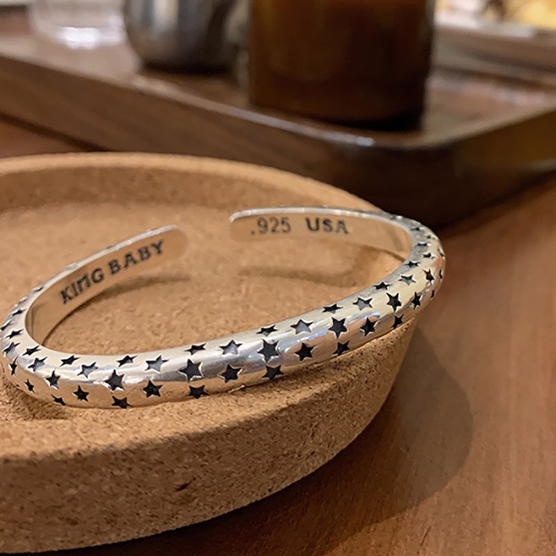 Foxanry 925 abertura do selo brcacelet pulseiras para feminino ins moda vintage punk estrelas festa jóias presentes por atacado