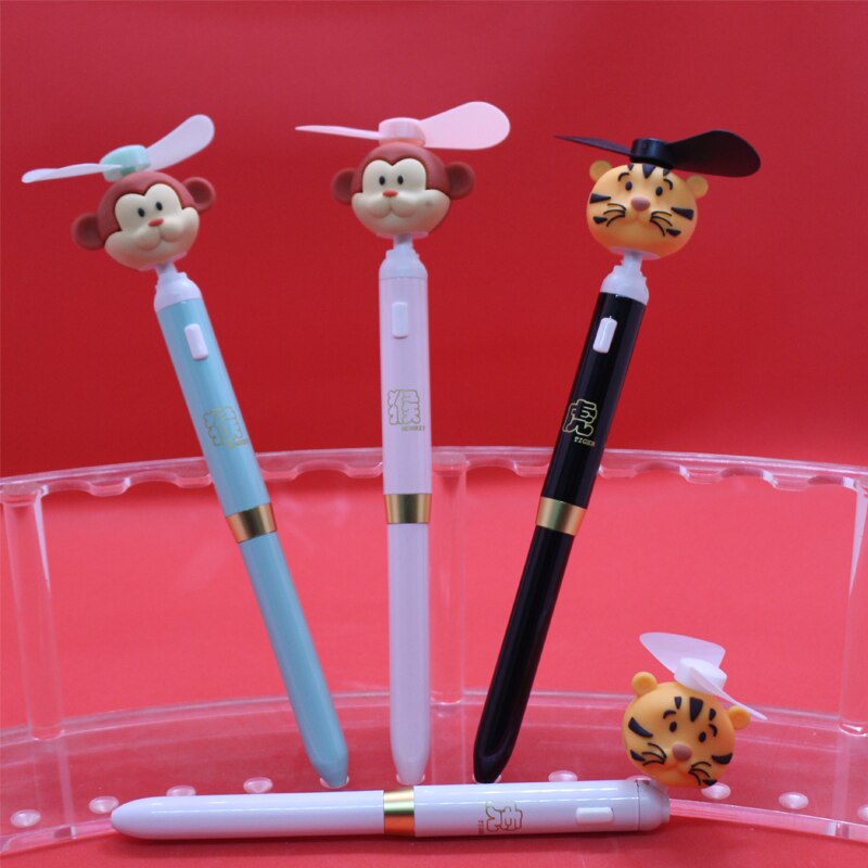 Fan Pen 180 Degree Rotated Cartoon Mini Fan with Metal Ballpoint Pens