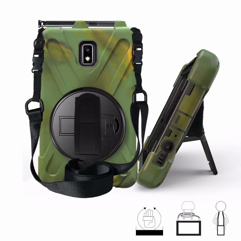 360 Degree Case for Samsung Galaxy Tab Active 2 8.0 T390 T395 SM-T395 tablet Silicone Hard Cover+Neck Strap &amp; Hand Strap +pen: darkgreen
