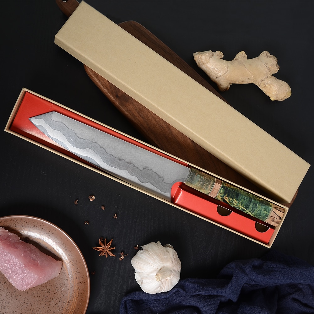Sowoll 8 ''Damascus Staal Chef 'S Nakiri Mes Geschenkdoos Houten Handvat Keuken Mes Professionele Kiritsuke Gyuto Cleaver Slicer