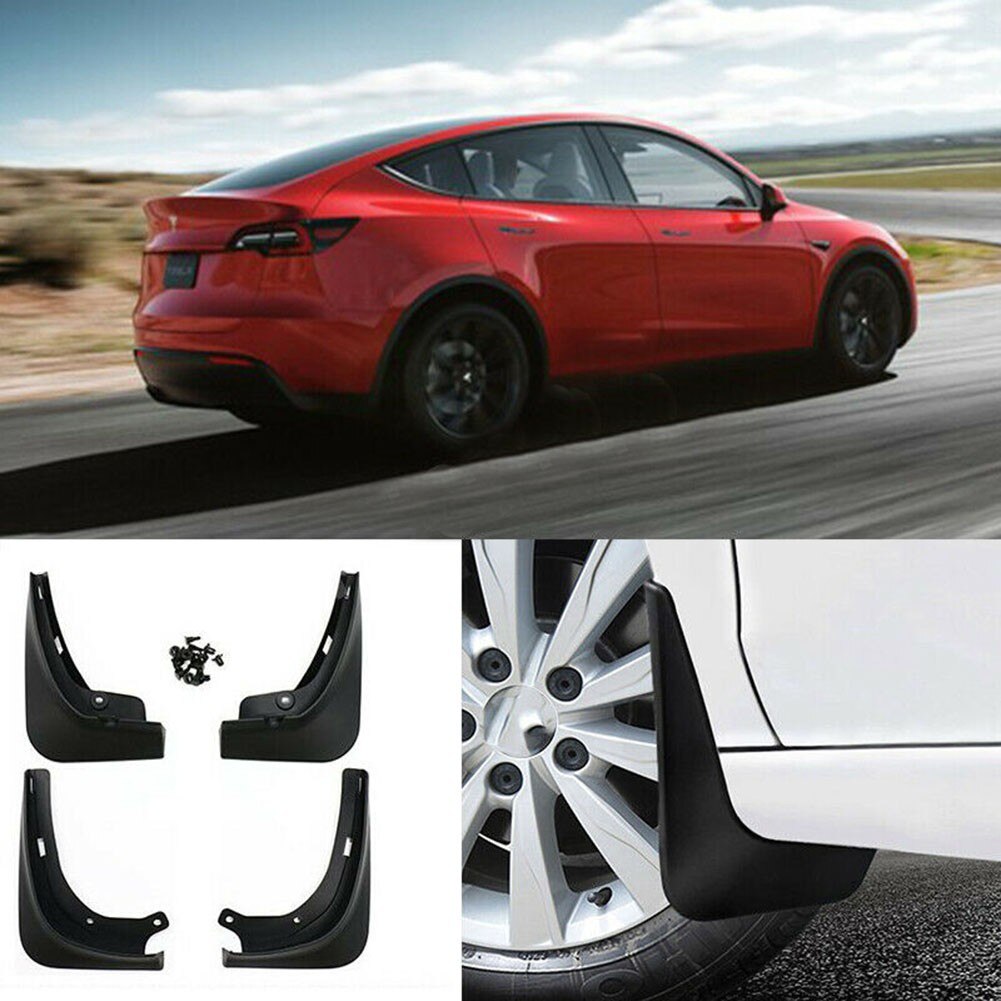 Rear+Front Splash Guards Weatherproof 4Pcs Auto Black Mud Flaps Mudguards