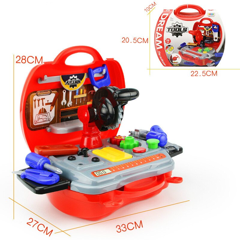 Kinder Pretend Spielen Spielzeug Kunststoff Realistische Wartung Werkzeuge Spielzeug Kits Jungen Spielhaus DIY Lebensechte Werkzeug Boxen Souptoys