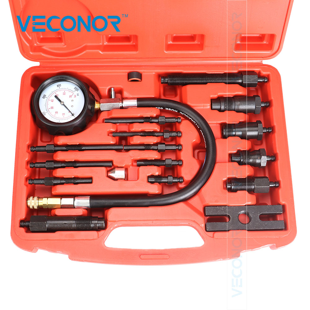 VECONOR Diesel Engine Compression Tester Tool Kit Set Cylinder Pressure Meter For Diesel Truck