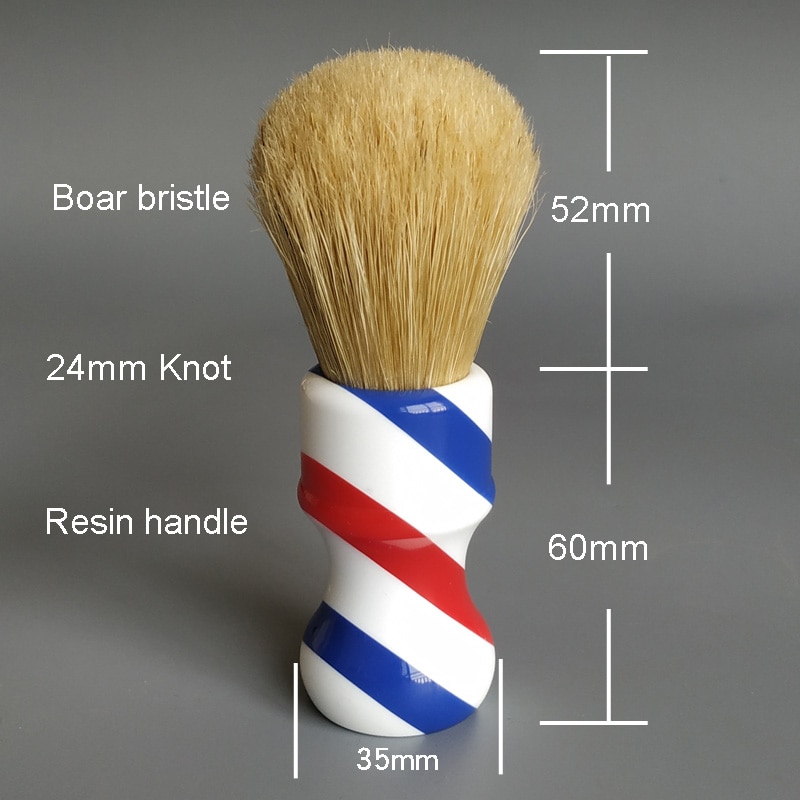 Dscosmetic-Brocha de afeitar de cerdas de jabalí, hisopo de nudos de pelo con mango de resina, poste de barbero