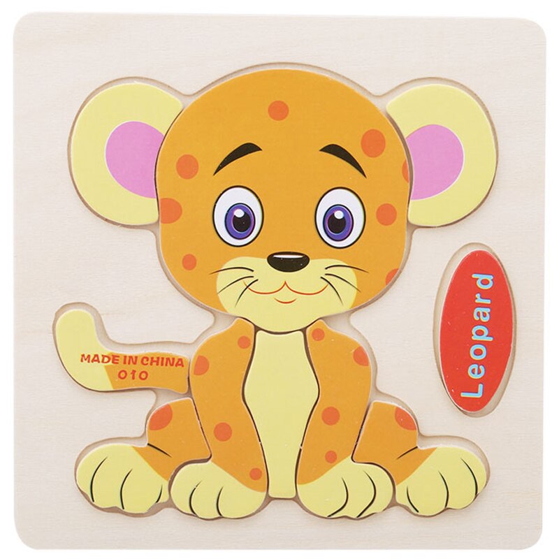 Color Cognition Board Montessori Educational Toys For Children Wooden Toy Jigsaw Kids Early Learning Color Match Game: Leopard Type 3