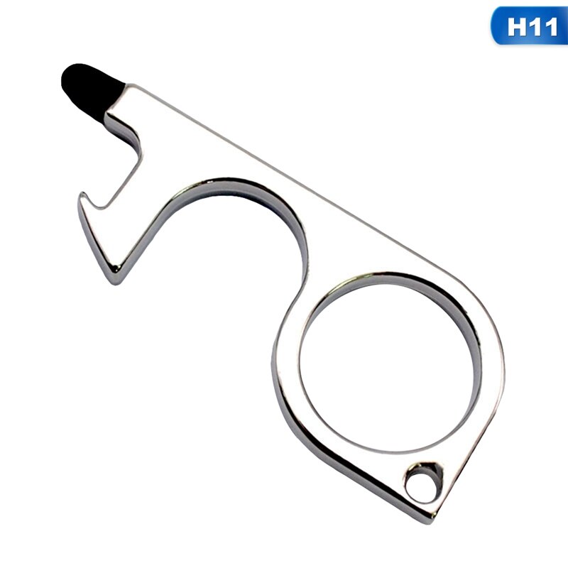 Portable Clean Key Door Opener Handheld Brass EDC Keychain No Touch Elevator Button Non-Contact Handheld Tool: H11
