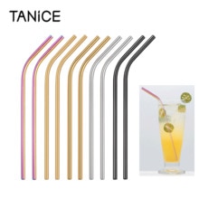 Tanice 10 Stuks Herbruikbare Rvs Metalen Rietjes 215Mm Gebogen Rietjes Drinken Cleaners Party Bar Diverse Met Cleaning Borstels