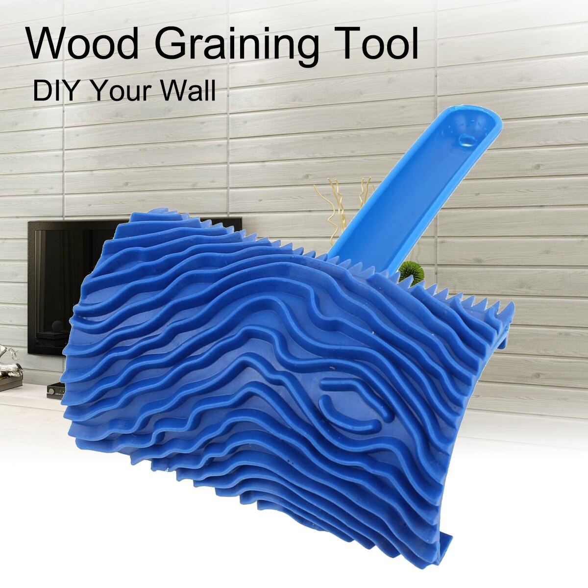 Rubber Hout Korrelen Patroon Muur Schilderen Decoratie DIY Tool Blue 15.5CM x 10CM herbruikbare Gebruiken om versieren elk oppervlak: Default Title