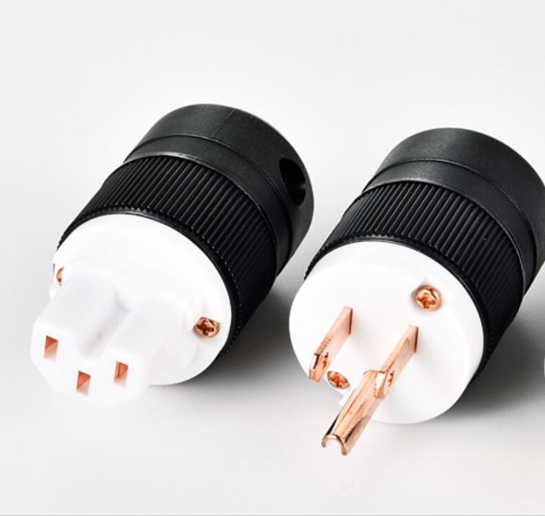 Hifi audio Pair Power plug red copper hifi US power plug IEC connector audio power socket connector for Diy US power cable