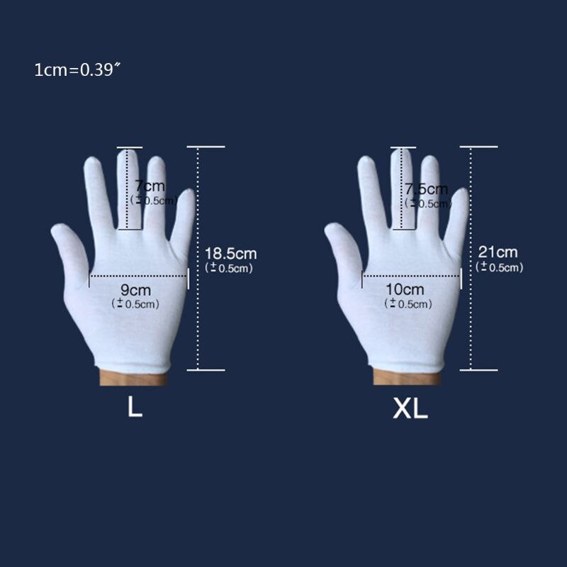 Guantes Blancos de algodón para limpieza de joyas, de plata, 3 pares