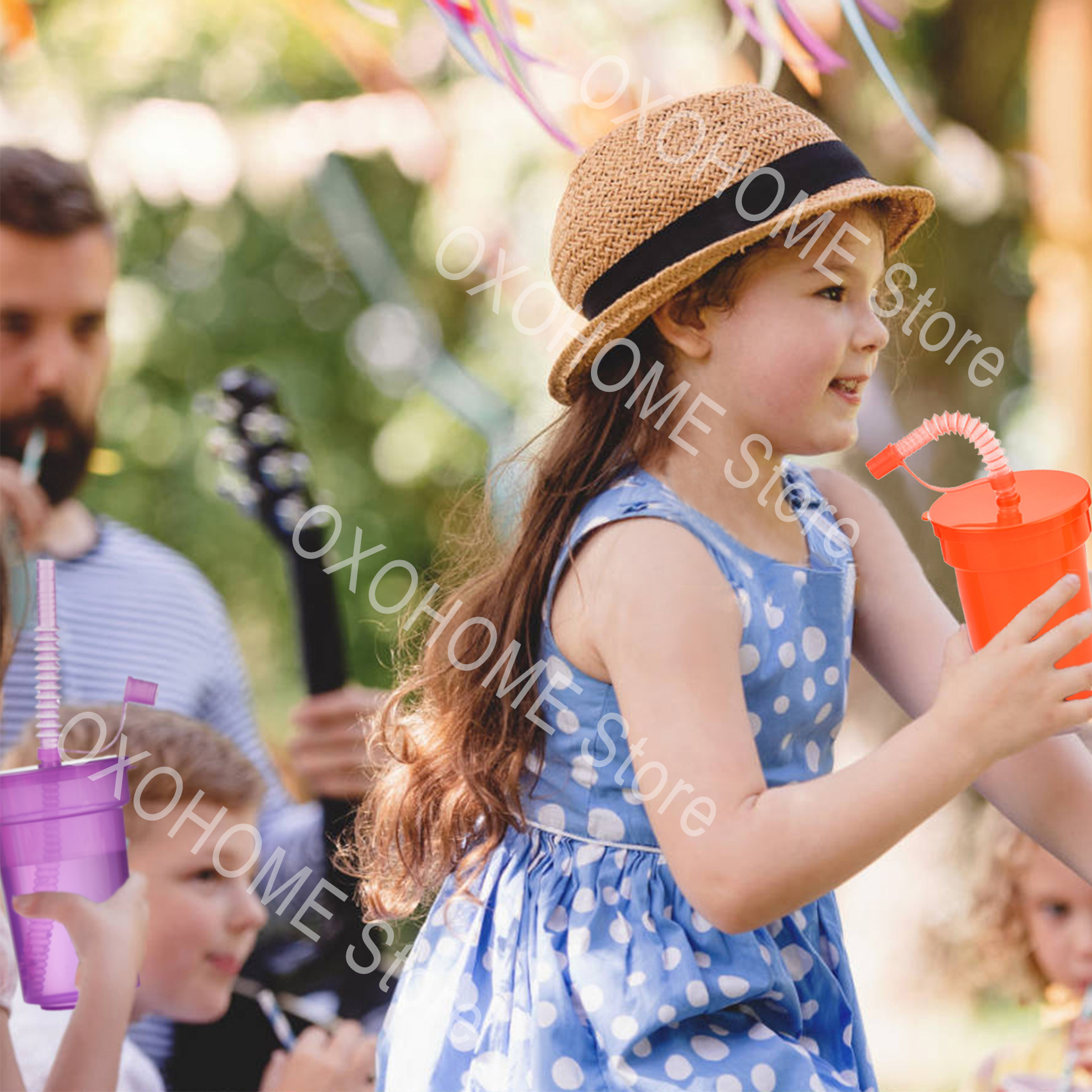 Tazas Sipper de neón: tazas coloridas y a prueba de derrames con tapas y pajitas, ideales para eventos escolares, fiestas temáticas y fiestas de cumpleaños