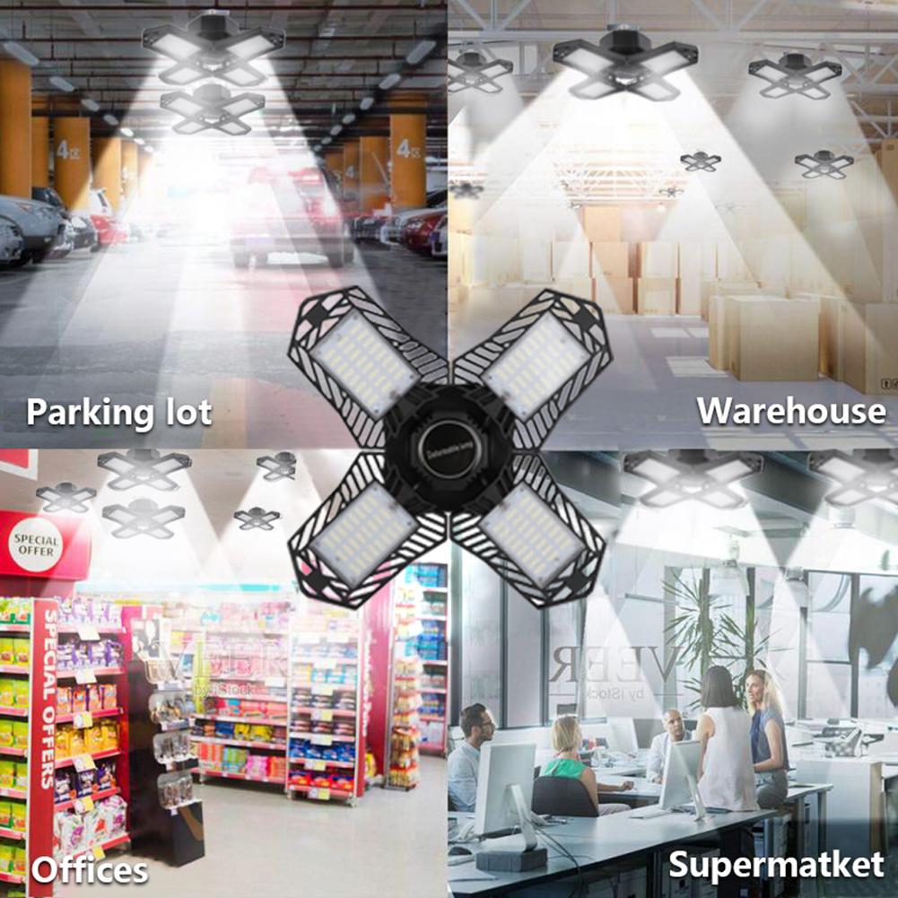 150w LED Garage Light E27 Deformable Industrial Lamp Four-leaf Workshop Warehouse Ceiling Lamp 85-265v High Bay Light
