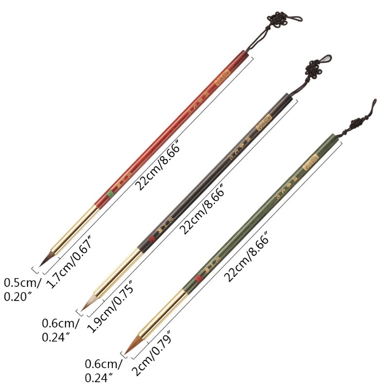 H052 Small Chinese Calligraphy Brush Pen Fit for Regular/Cursive Scripts Calligraphy Brushes 3 Types for Beginner Calligraphy