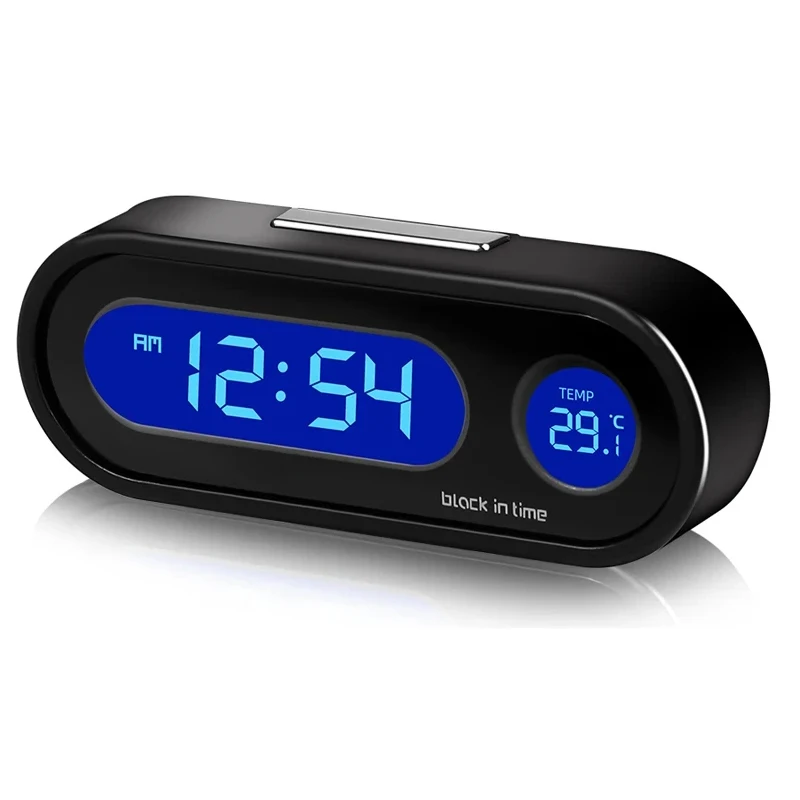 Car Clock Time Watch Mini Electronic Auto Clocks Luminous Interior Thermometer LCD Backlight Digital Display Car Accessories: Brown