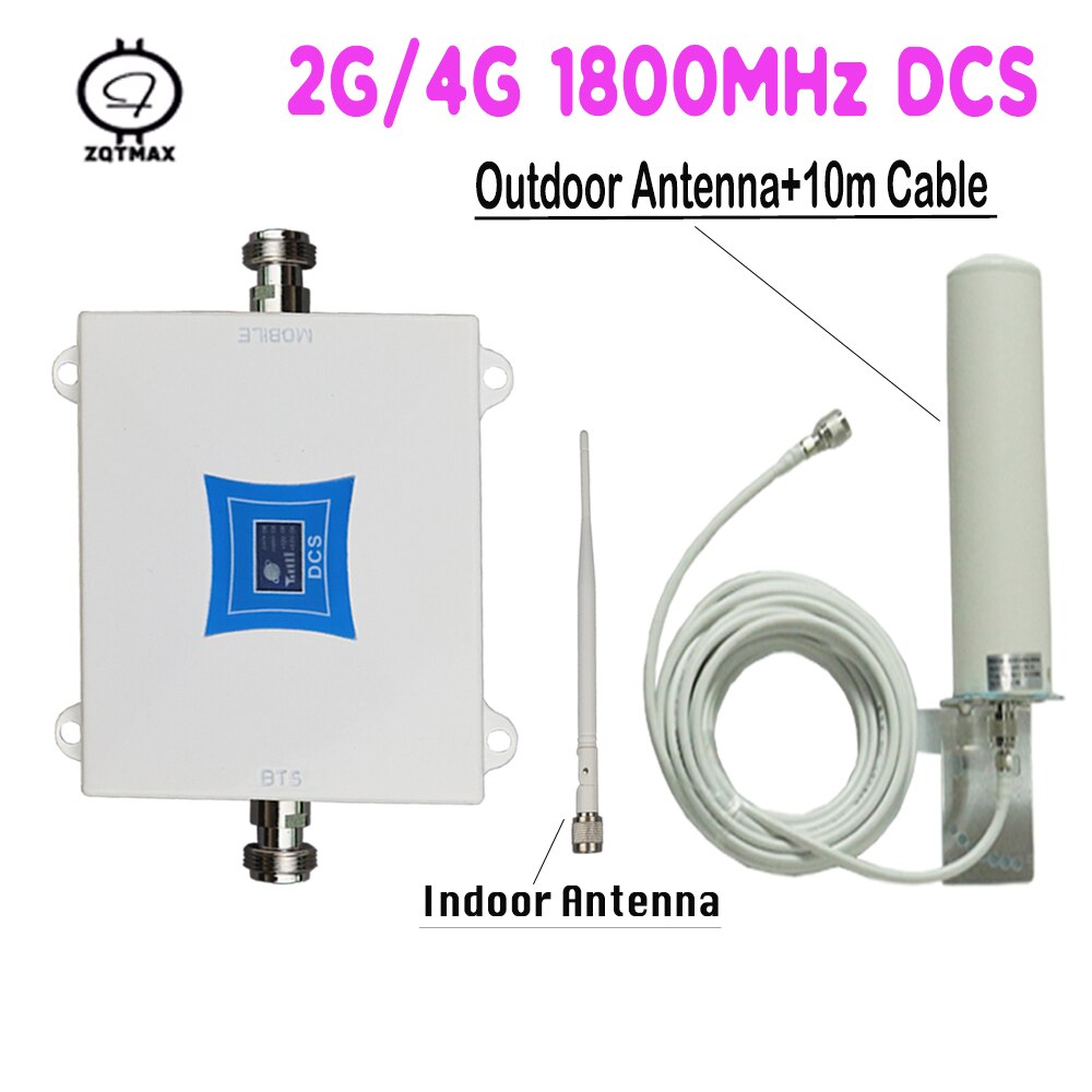 ZQTMAX LTE 1800 2g 4g Cellular Signal Amplifier gsm Cell Phone Signal Repeater DCS 1800MHz Signal Booster 12dBi 4g Antenna