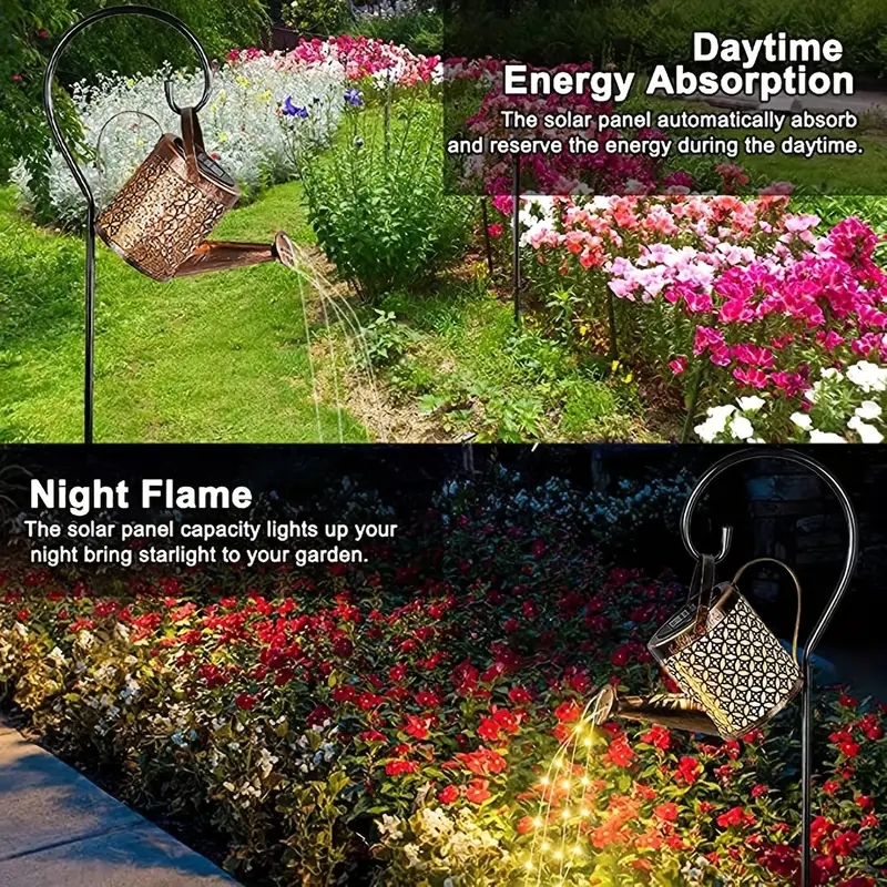 Luces solares decorativas para jardín, regadera Solar con luces, linternas solares colgantes, color blanco cálido, 1 ud.