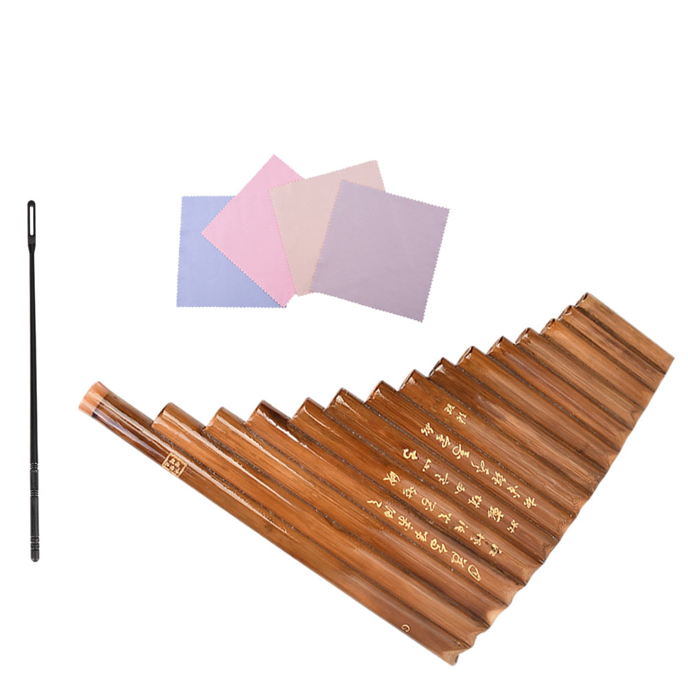 1 Pc Educatief Pan Fluit Leidingen Multifunctionele Panfluit School Muziekinstrument (Bruin, Carving Willekeurige)