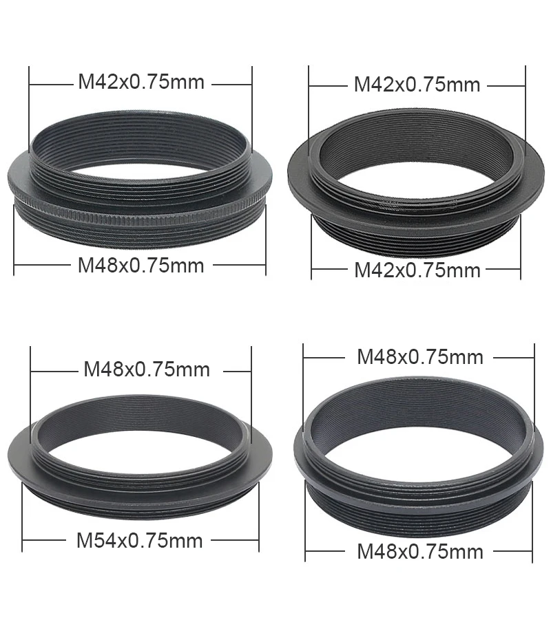Adaptador de rosca macho de ambos lados T T2 M42 M48 M54 M56 SCT accesorios de fotografía para telescopio astronómico M42x0,75 M48x0,75 M54x0,75