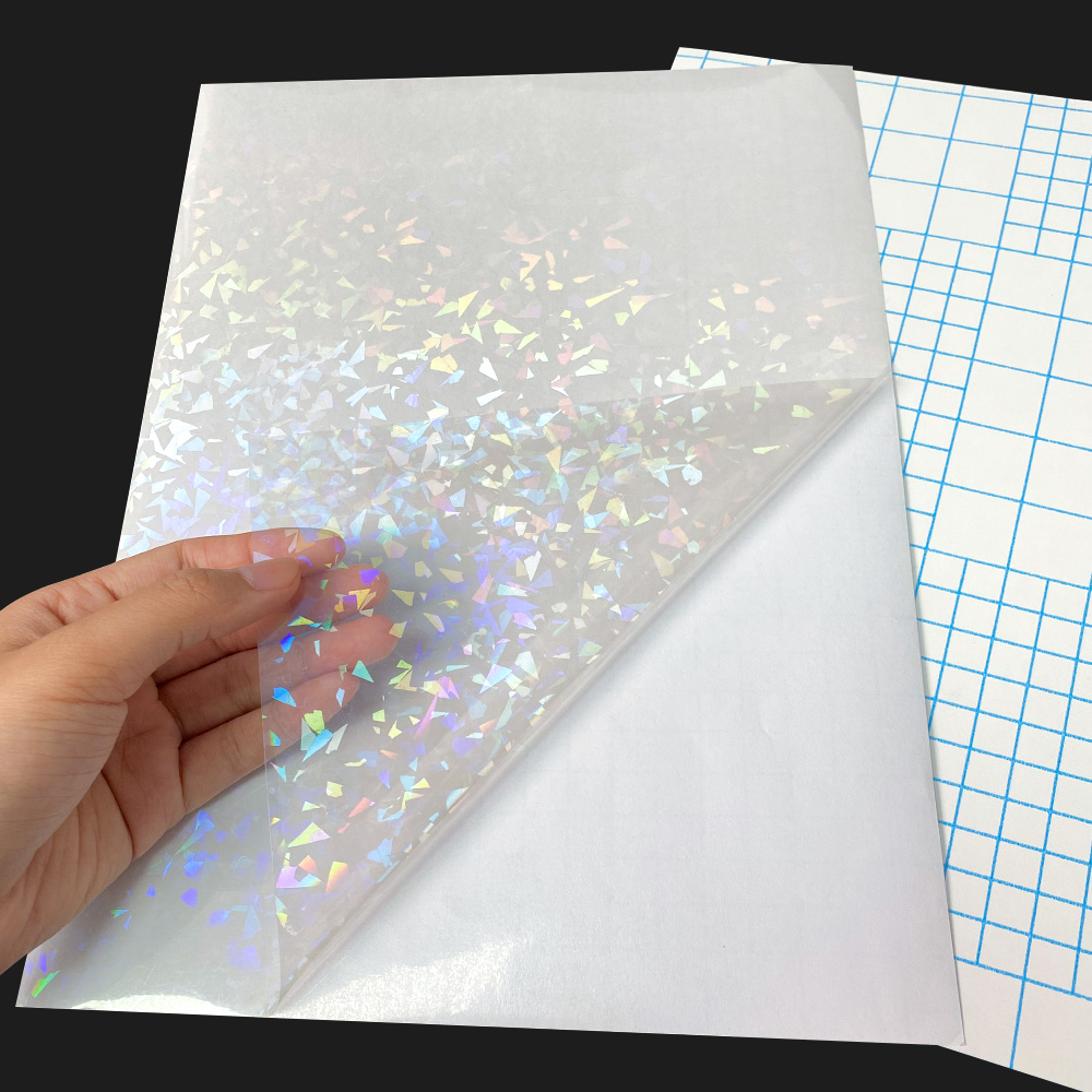 10 blätter Gebrochen Glas Hologramm Kalt Laminierung Film Aufkleber A4 Blätter Stern glänzend Punkte DIY Paket Karte Foto Holographische Film: 04 gebrochen Glas