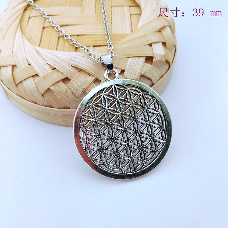 1pcs Bloem van Leven Boeddhistische Ketting Lange Ketting Zaad van Leven Heilige Geometrie Sieraden Fleur De Vie Yoga Namaste ketting