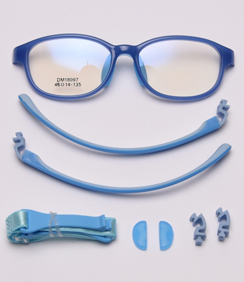 Peekaboo silicone square glasses for kids TR90 frame blue pink girl optical glasses frame for children accessories for students: blue with clear